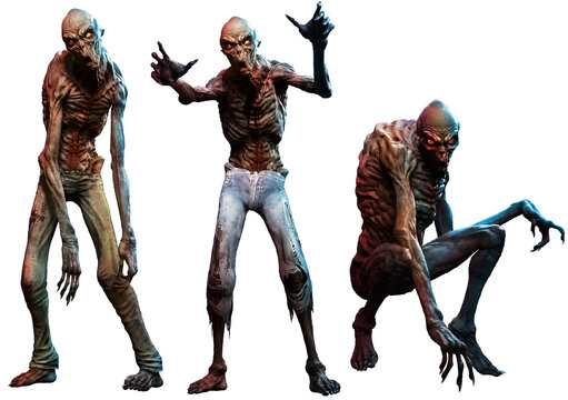 Zombies or ghouls 3D illustrations	