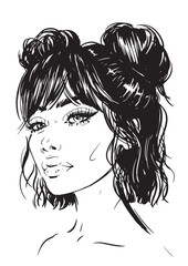 Attractive woman with short dark hairstyle