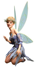 Fairy sitting down 3D illustration	