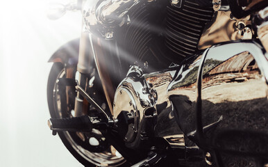A fragment of a heavy motorcycle