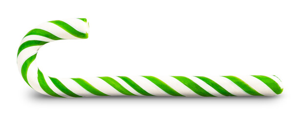 Isolated candy cane green on white background close-up background