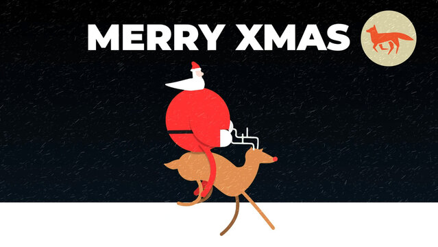Santa and Reindeer Logo and Text Title