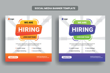 Hiring recruitment job vacancy social media post banner template or web banner layout