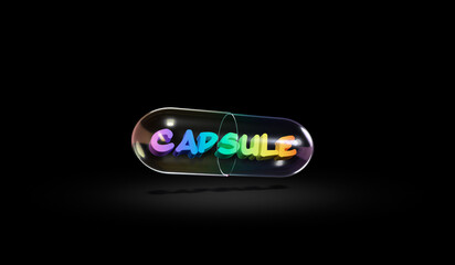 Logo Capsule sur fond noir pour Blog ou &eacute;mission courte - Rendu 3D