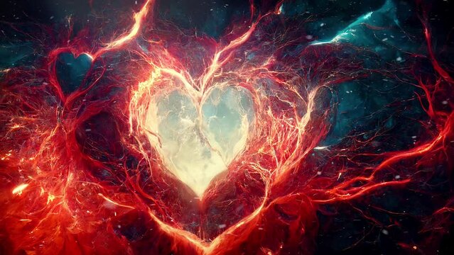 Concept animation of the energetic energy of love connecting to the divine source.