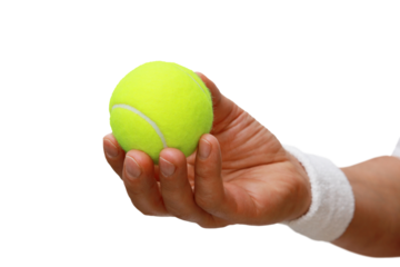 Gesture series. Hand holding tennis ball.