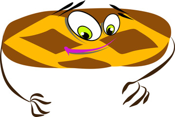 The character is a loaf of bread. A character with emotions and pens. Vector graphics.