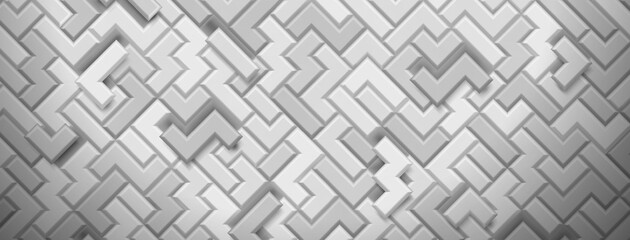 Abstract background made of tetris blocks in white and gray colors