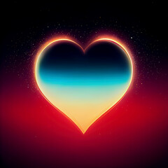 One beautiful heart dark blue-yellow gradient. Digital illustration.
