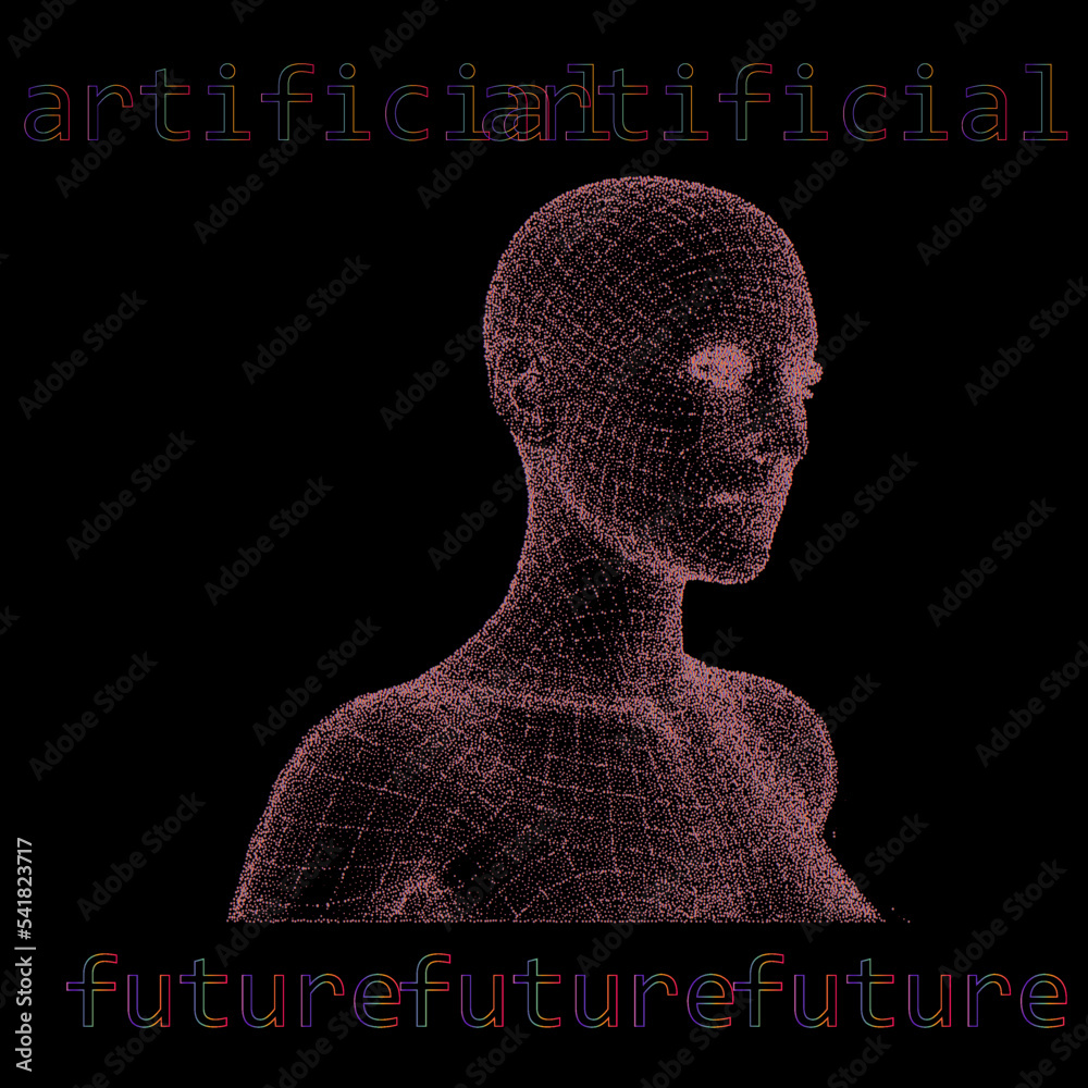Aufkleber 3d vector illustration of the human face. conceptual image of the artificial intelligence.