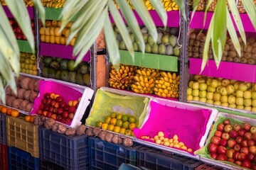 Colorful fruit stand in local Mexican greengrocer