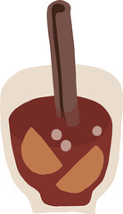 Merry Christmas party wine glass or goblet, png illustration in flat cartoon style. Isolated on transparent background