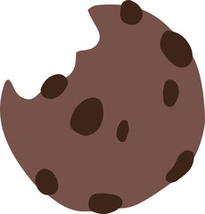 Christmas sweet chocolate crisp cookie bite, png illustration in flat cartoon style. Isolated on transparent background