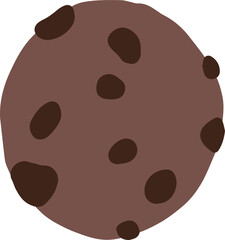 Christmas sweet chocolate crisp cookie, png illustration in flat cartoon style. Isolated on transparent background