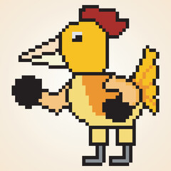 Pixel art cute boxer rooster character