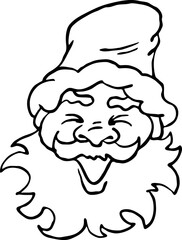 Funny Santa Claus face, hand drawn cartoon character, comic personage vector illustration. Decorative element, poster print, Christmas party invitation, postcard design. Traditional winter celebration