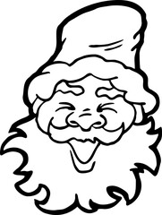 Funny Santa Claus face, hand drawn cartoon character, comic personage vector illustration. Decorative element, poster print, Christmas party invitation, postcard design. Traditional winter celebration