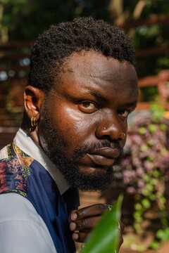 closeup portrait of black man in suit
