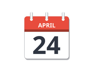 April 24th calendar icon vector. 