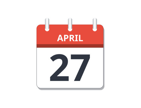 April 27th calendar icon vector. 