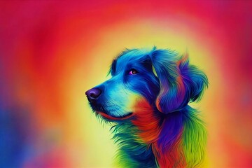 Concept of rainbow energy with a canine spirit