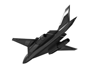 Fototapeta na wymiar Isolated Dynamic View of Jet on White Background, Metallic Body Fighter Plane, Award or Trophy, 3D Render Illustration.