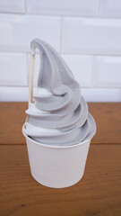 black rice ice cream in a cup