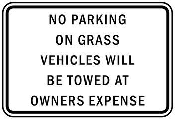parking sign and label no parking on grass
