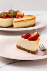Piece of strawberry cheesecake