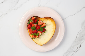 Heart shaped strawberry cheesecake for Valentine's Day