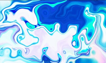 Hand Painted Background With Liquid Blue Paints. Abstract Fluid Acrylic Painting. Marbled Blue Abstract Background. Liquid Marble Pattern.

