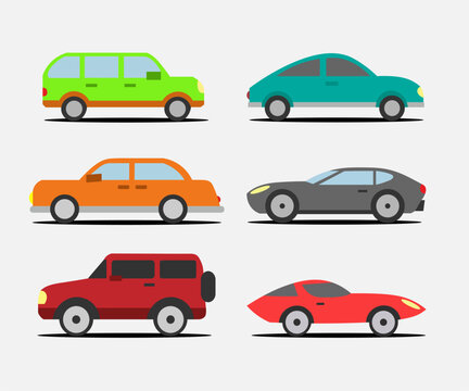 Vector 3d realistic cars with different type