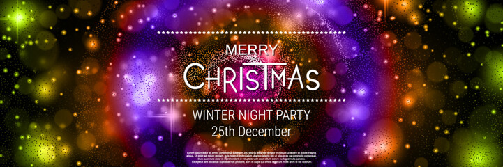 Christmas and New Year banner, party invitation card, booklet, horizontal flyer, coupon, gift voucher vector design template