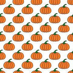 Hand drawn pumpkins seamless pattern. Thanksgiving vector background. for fabric, clothes, scrapbooking, wrapping paper, etc