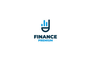Flat hand finger finance bar chart logo design vector illustration