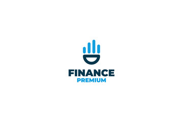 Flat hand finger finance bar chart logo design vector illustration