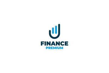 Flat hand finger finance bar chart logo design vector illustration