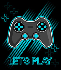 Illustration print for t-shirt with game joystick. Vector illustration for boy © artlavi_design