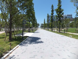お台場、真昼の遊歩道