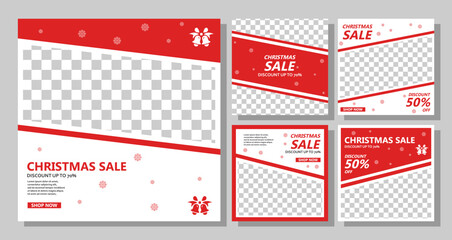 Set of Christmas Sale Post Feed Social Media design Template.