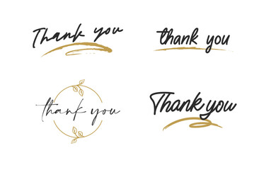 Thank you lettering. Vector illustration hand drawn. Calligraphic thanks message.