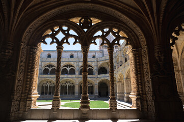 Hall columns form Jeronimos Monastery in Belem