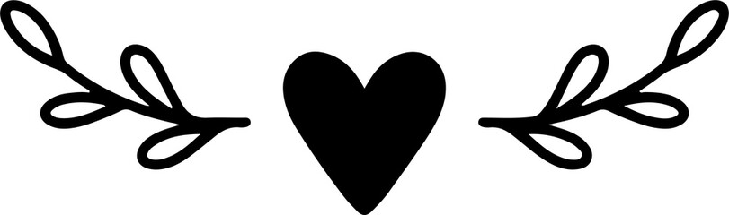 Fototapeta premium Love divider. Hand drawn romantic divider. Love divider in png. Valentine ornament on transparent background