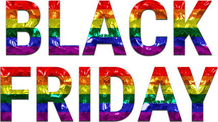 Black friday. 3d rainbow lettering. LGBT