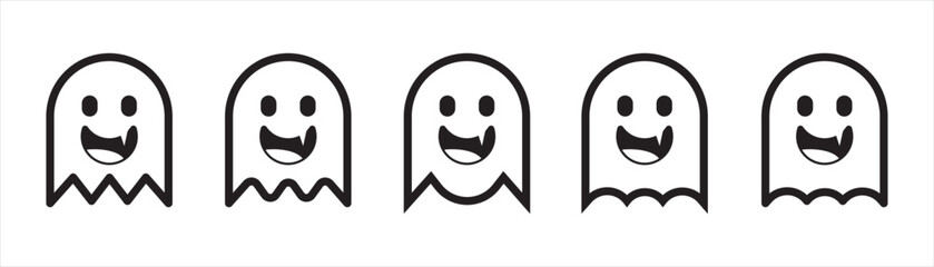 Ghost icon. Ghost fairy tale symbol signs stickers, vector illustration