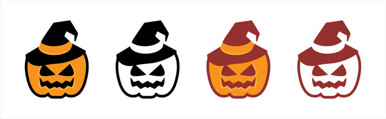 Pumpkin icon. Scary Halloween pumpkin symbol signs stickers vector illustration