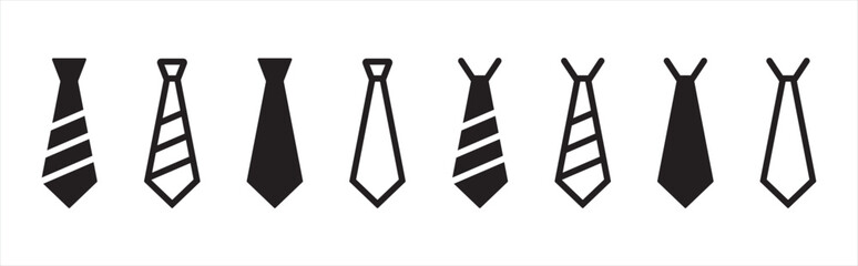 Tie icons style. Necktie and neckcloth symbol signs, vector illustration.