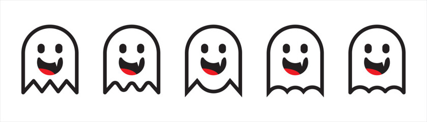 Ghost icon. Ghost fairy tale symbol signs stickers, vector illustration