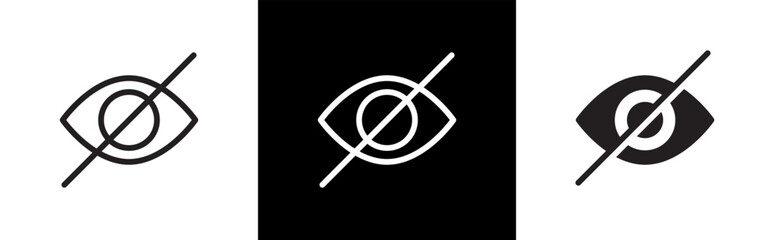 See and unsee eye icon symbol signs, vector illustration