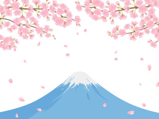 富士山と満開の桜_フレーム_ベクターイラスト